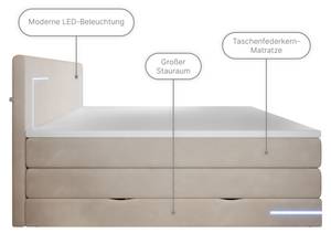 Boxspringbett ESTERO mit Bettkasten Beige - Breite: 200 cm - Wendbar H2/H3