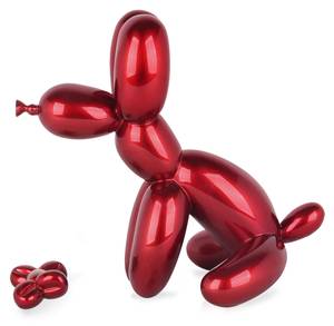 Harz-Skulptur Sitzende  Ballonhund Rot - 18 x 28 x 30 cm