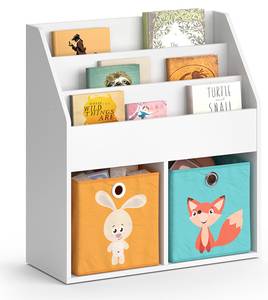 Bücherregal „Luigi“ Weiß mit 2 Faltboxen Orange