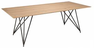 Table à manger bois chêne Marron - En partie en bois massif - 100 x 76 x 220 cm