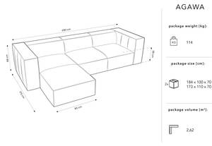 Ecksofa AGAWA 4 Sitzplätze Grau