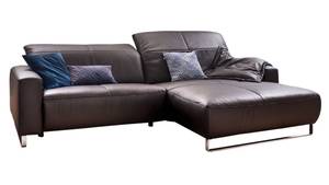 Ecksofa YORK Leder chocolate Relaxfunkt. Ecke davorstehend rechts - Schwarz