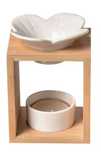 Duftbrenner Keramik und Bambus- Pluméria Schwarz - Holz teilmassiv - 7 x 13 x 9 cm