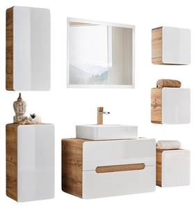 Badezimmer Komplett Set mit Waschbecken Braun - Holzwerkstoff - 180 x 200 x 46 cm