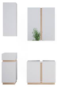 Badmöbelset Gloria 4er Set Braun - Weiß - Holz teilmassiv - 70 x 55 x 35 cm