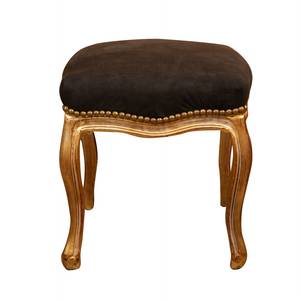 Tabouret de Pied - Louis XVI Marron - Doré - Bois massif - Textile - Bois/Imitation - 50 x 50 x 60 cm