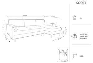 Schlaf-Ecksofa + Box SCOTT 5 Sitzplätze Blau