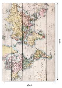 Holzpaneel Weltkarte Beige - Massivholz - 40 x 60 x 40 cm