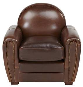 Fauteuil  BAUDOIN Marron - Cuir véritable - 84 x 85 x 90 cm