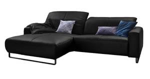 Ecksofa mit Sitztiefenverstellung YORK Armlehne davorstehend links - Ecke davorstehend links - Schwarz