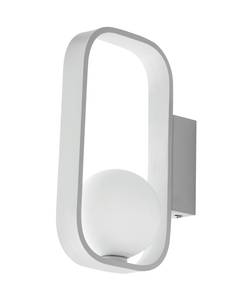 LED Wandlampe 1 flammig Weiß Opalglas Weiß - Glas - Metall - 15 x 24 x 15 cm