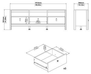 TV-tisch Madrid Weiß - Holz teilmassiv - 152 x 54 x 39 cm