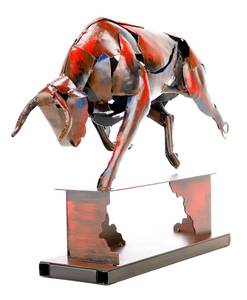 Metall Skulptur Power of the Bull Rot - Metall - 39 x 48 x 12 cm