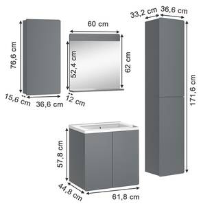 Badmöbel-Set Izan 41606 Grau - Holzwerkstoff - 61 x 184 x 44 cm