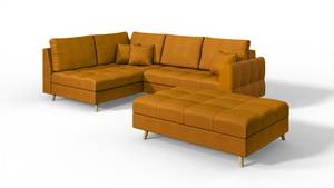 Skandinavisches Ecksofa Amber mit Hocker Gelb - Ecke davorstehend links