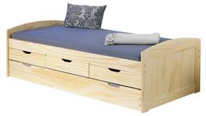 Bett mit zweitem Ausziehbett und Braun - Holz teilmassiv - 98 x 63 x 205 cm