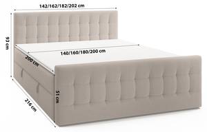 Boxspringbett Aviano Royal Braun - Breite: 162 cm