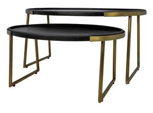 Set de 2 tables basses Paulson 2 article Noir - Bois massif - 90 x 45 x 60 cm