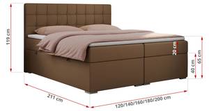 Boxspringbett CARMEN Braun - Breite: 140 cm - H4 - Kunstleder