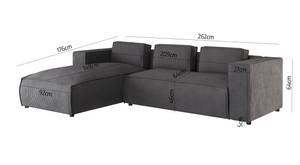 Cord Ecksofa Rouen Grau - Ecke davorstehend links