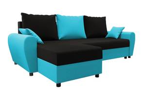 Ecksofa FION-L Schwarz - Blau - Ecke davorstehend links