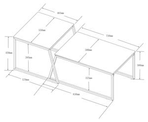 Satztisch Hyllestad 2er Set Schwarz - Grau - Holzwerkstoff - Metall - 50 x 38 x 50 cm