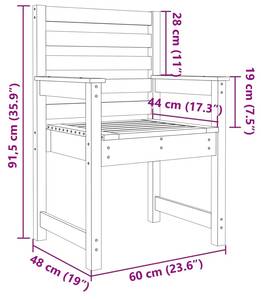 Gartenstuhl 3028318 (2er Set) Dunkelgrau - Breite: 60 cm