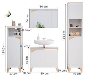 Badmöbelset „Luisa“ Weiß 4er Set Türen Weiß - Holz teilmassiv - 80 x 192 x 30 cm