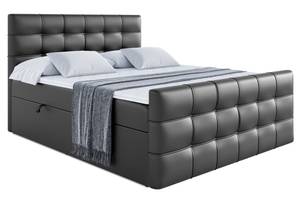 Boxspringbett SOLARIO Hochglanz Schwarz - Breite: 160 cm - H4