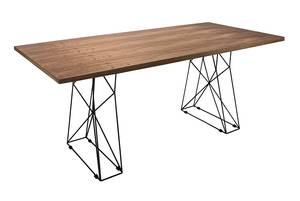 Table à manger rectangle et acier noir Marron - Bois manufacturé - 200 x 76 x 95 cm