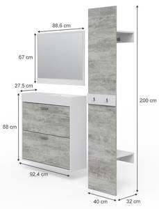 Garderobe SanRemo Grau - Weiß - Holzwerkstoff - 92 x 88 x 27 cm