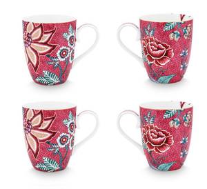 Flower Festival Tassen II (4er Set) Pink - Porzellan - 9 x 11 x 13 cm