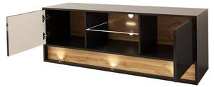 Meuble tv VISION RTV140 2D1D Noir - Bois manufacturé - Matière plastique - 140 x 50 x 40 cm