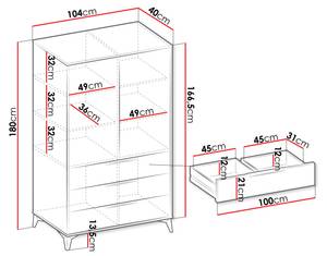 Kleiderschrank Xylix 2D Beige - Holzwerkstoff - 104 x 180 x 40 cm