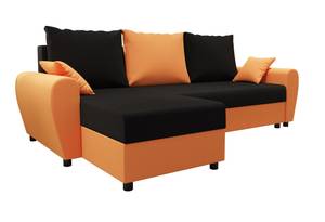 Ecksofa FION-L Schwarz - Orange - Ecke davorstehend links