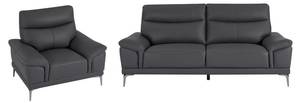 Couchgarnitur ATESSO 2er-Set Grau - Echtleder - 93 x 92 x 207 cm