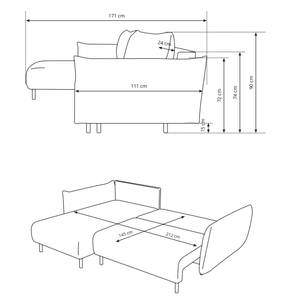 Ecksofa ADELLINE Weiß - Holzwerkstoff - 257 x 90 x 171 cm