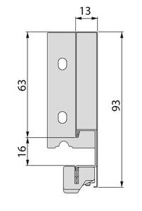Vertex Schublade 40 kg Höhe 93 mm Grau - Metall - 16 x 6 x 48 cm