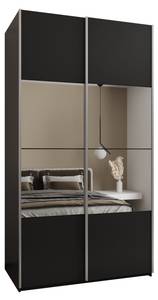 Armoire Lux 4 Noir - Argenté - Largeur : 140 cm