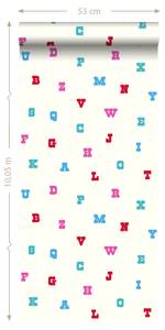 papier peint l'alphabet 6982 Rouge - Fibres naturelles - Textile - 53 x 1005 x 1005 cm