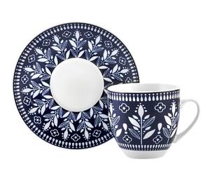 Kaffeetassen-Set Peyker (6er Set) Blau - Weiß - Porzellan - 11 x 11 x 11 cm