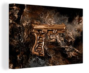Leinwandbilder 150x100 Pistole - Gold Textil - 150 x 100 x 2 cm