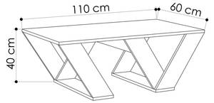 Table basse Jed Blanc - Bois manufacturé - 60 x 40 x 110 cm