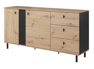 Kommode MADIS 2D3S Beige - Schwarz - Holzwerkstoff - Kunststoff - 165 x 82 x 40 cm