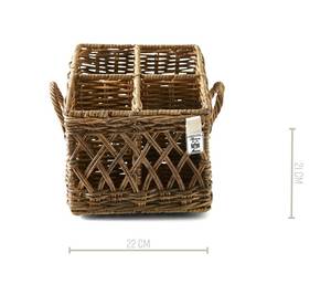 Panier à couverts Rustic Rattan Marron - Rotin - Bois/Imitation - 21 x 22 x 21 cm