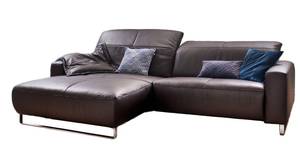 Ecksofa YORK Leder chocolate Relaxfunkt. Ecke davorstehend links - Schwarz