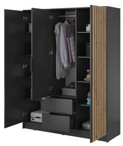 Kleiderschrank Nelly 3D Graphit - Eiche Dekor