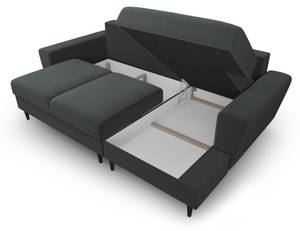 Schlaf-Ecksofa + Box MOGHAN 4 Sitzplätze Schiefergrau