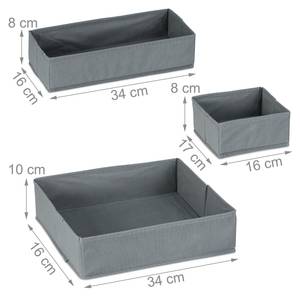 4-teiliger Schubladen Organizer Vlies Grau - Textil - 35 x 10 x 33 cm