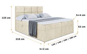 Boxspringbett GALMA Ecru - Breite: 200 cm - H4